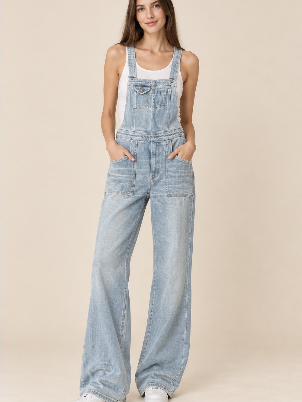 Citizens Of Humanity Light Blue Denim Wide-Leg Overalls size M